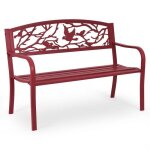 Giantex banc de jardin en acier + fer avec accoudoir2 placesdossier aux motifs ajour�spour parc terrasse ...