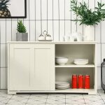 Giantex buffet de cuisine avec 2 portes coulissantes - �tag�re r�glable - vaisselier / meuble bas de ...