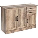 Giantex buffet de cuisine avec 2 tiroirs et 3 portes - commode meuble de rangement - �tag�re r�glable ...