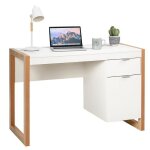 Giantex bureau informatique en mdf avec 2 tiroirs table d?etude pour chambre bureau domicile style moderne1125 ...