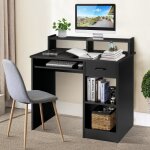 Giantex bureau informatique - avec plateau de clavier coulissant et tiroir - 3 �tag�res de rangement ...