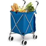 Giantex chariot de courses pliable 90l � roulettescaddie / chariot de march� cadre en fersac amovible ...