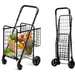 Giantex chariot de courses pliable � roulettes 58lcaddie / chariot de march� avec poign�e r�glablecadre ...