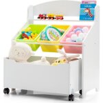 Giantex coffre � jouets pour enfants avec 3 palettes pour jouets livres v�tement bo�te de rangement de ...