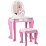 Giantex coiffeuse pour enfant avec tabouret et tiroir - miroir d�tachable - table de maquillage pour ...