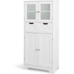 Giantex colonne / meuble de salle de bain avec 2 tiroirs et 4 portes2 �tag�res r�glables armoire hautepour ...