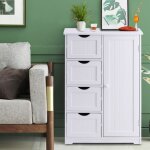 Giantex commode avec 4 tiroirs et 1armoire � 1 porte style minimaliste modernemeuble de rangement pour ...