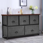 Giantex commode avec 5 tiroirs en tissumeuble armoire de rangement cadre en m�talmeuble tvpour salonchambre100 ...