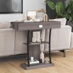 Giantex console meuble entr�e - tiroir et 3 �tages - table dappoint en bois moderne - cadre en m�tal ...
