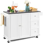 Giantex desserte de cuisine � roulettes avec 3 tiroirs + 2 portes + porte - serviettes + support � �piceschari ...