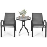 Giantex ensemble salon de jardin 2 fauteuils et table basse en verre tremp�ensemble ext�rieur 3 pcs pour ...