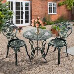 Giantex ensemble table et 2 chaises de jardin en fonte + aluminiummeuble de jardin ext�rieurtable avec ...