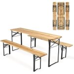 Giantex ensemble de table et bancs de jardin en bois pliabletable de pique - nique 4 places cadre en ...