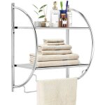 Giantex �tag�re de salle de bain murale en fer chrom� avec 2 tablettes et 2 porte - serviettes �tag�re ...