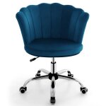 Giantex fauteuil pivotante � 5 roulettes en velourshauteur r�glablechaise de bureau / coiffeuse rembourr�cadre ...