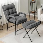 Giantex fauteuil relax avec repose - pied pliabledossier r�glable � 5 niveauxfauteuil rembourr� moderne ...