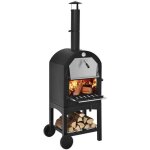 Giantex four pizza extrieur en fer roulettes - four boischarbongranuls - thermomtre chemine - houssepierre ...