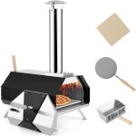Giantex four � pizza ext�rieur en inox � bois / charbon / granul�s avec thermom�tre et chemin�e amoviblepierre ...