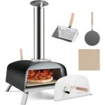 Giantex four pizza en fer extrieur - four boisgranulscharbon - avec pierre pizza 13 - thermomtrechemine ...
