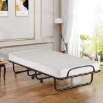 Lit d?appoint pliable giantex - 80x190cm avec roulettes - matelas en mousse � m�moire �paisseur 10cmlit ...