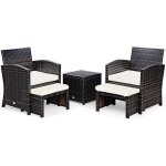 Giantex lot 5 ensembles salon de jardin ext�rieur en r�sine2 fauteuils avec coussin + 2 repose - pieds ...
