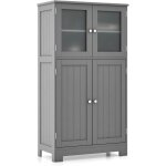 Giantex meuble colonne de salle de bain 4 portes�tag�re r�glable � 3 niveaux armoire haute pour cuisinesalon60 ...