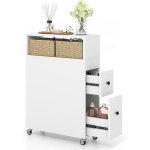 Giantex meuble colonne salle de bain � 4 roulettes avec 2 tiroirs2 paniers et porte - brosse wctaille ...