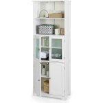 Giantex meuble colonne de salle de bain / armoire haute avec 4 portes6 �tag�res dont 2 r�glables60x30x163 ...