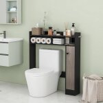 Giantex meuble dessus toilettes wc avec 2 compartiments et placard � 3 �tages 2 �tag�res r�glablescolonne ...
