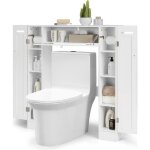 Giantex meuble dessus toilettes wc - 3 portes - 7 compartiments - 2 support - papier - 2 �tag�res r�glables ...