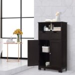 Giantex meuble de salle de bain avec 2 portes et 2 tiroirs amoviblesarmoire rangement pour cuisine / ...