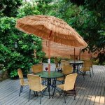 Parasol de plage inclinable giantex - anti - uv / vent - en pp paille - 194 m - � 175m - parasol pliable ...