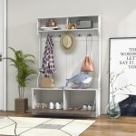 Giantex porte - manteau avec banc � chaussures5 crochets et 4 compartiments meuble d?entr�e pour vestiaire ...