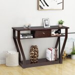 Giantex table de console avec tiroir et 3 compartiments de rangement pour couloir / salon / entr�e charge ...