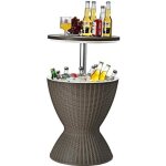 Giantex cool bar 30l avec plateau relevable - table glaci�re pour jardin r�tractable 2 en 1 - seau � ...