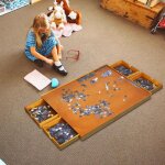 Giantex table de puzzle en bois pour puzzle 1000 � 1500 pcs - avec 4 tiroirs coulissants de rangement ...