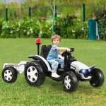Giantex tracteur �lectrique enfant 12v avec t�l�commande 24g et remorque avec musique lampe mp3 usb pour ...