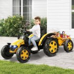 Giantex tracteur �lectrique enfant 12v avec t�l�commande 24g et remorque avec musique / led / mp3 / port ...