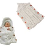 Gigoteuse en tricot pour bb - yosoo - ls015 - laine - gris clair - bouton doux