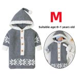 Gigoteuse en tricot  capuche - gris - taille m - sac de couchage pour bb - 0 - 12 mois