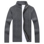 Gilet automne homme maille ctele en tricot - casual sweat vetement - gris - col montant