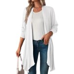 Gilet - cardigan femme gilet long dt manches longues lger ouvert sur le devant - blanc - autrement ...