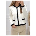 Gilet cardigan - kebello - blanc - col rond - manches longues - taille s