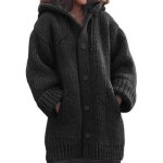 Gilet - cardigan long  capuche pour femme - black[f9462] - pull pais manteau tricot chaud - 4xl