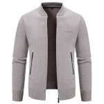 Gilet chaud homme en tricot automne hiver cardigan zipp� doubl� polaire epais couleur unie confortable ...