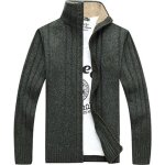 Gilet col camionneur homme leocloho - fermeture zippe - vert - maille coton