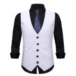Gilet de costume business homme slim fit sans manches col v - blanc Gilet de costume business homme slim fit sans manches col v - blanc