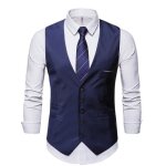 Gilet de costume business homme slim fit sans manches col v couleur unie pour mariage soire fte