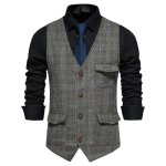 Gilet de costume homme business sans manches tweed veste  carreaux slim fit mariage soire formelle ...