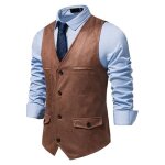 Gilet de costume homme business sans manches veste en daim slim fit mariage soire formelle fte s - ...